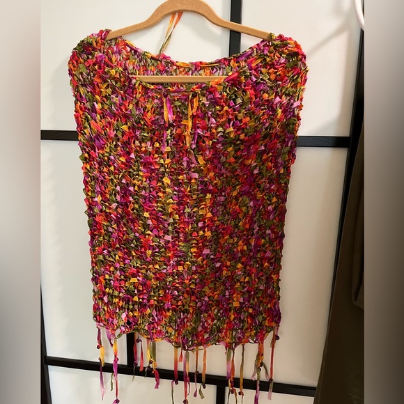 Artisan One Of A Kind, Weave, Glass Beads, Fringe Skirt, Swimsuit Cover Or Top. - Picture 1 of 5